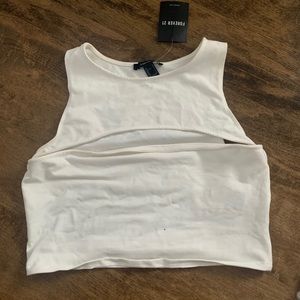 Forever 21 white crop top with cutout